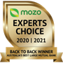 Mozo Expert's Choice Australia's Best Small Bank Back to Back